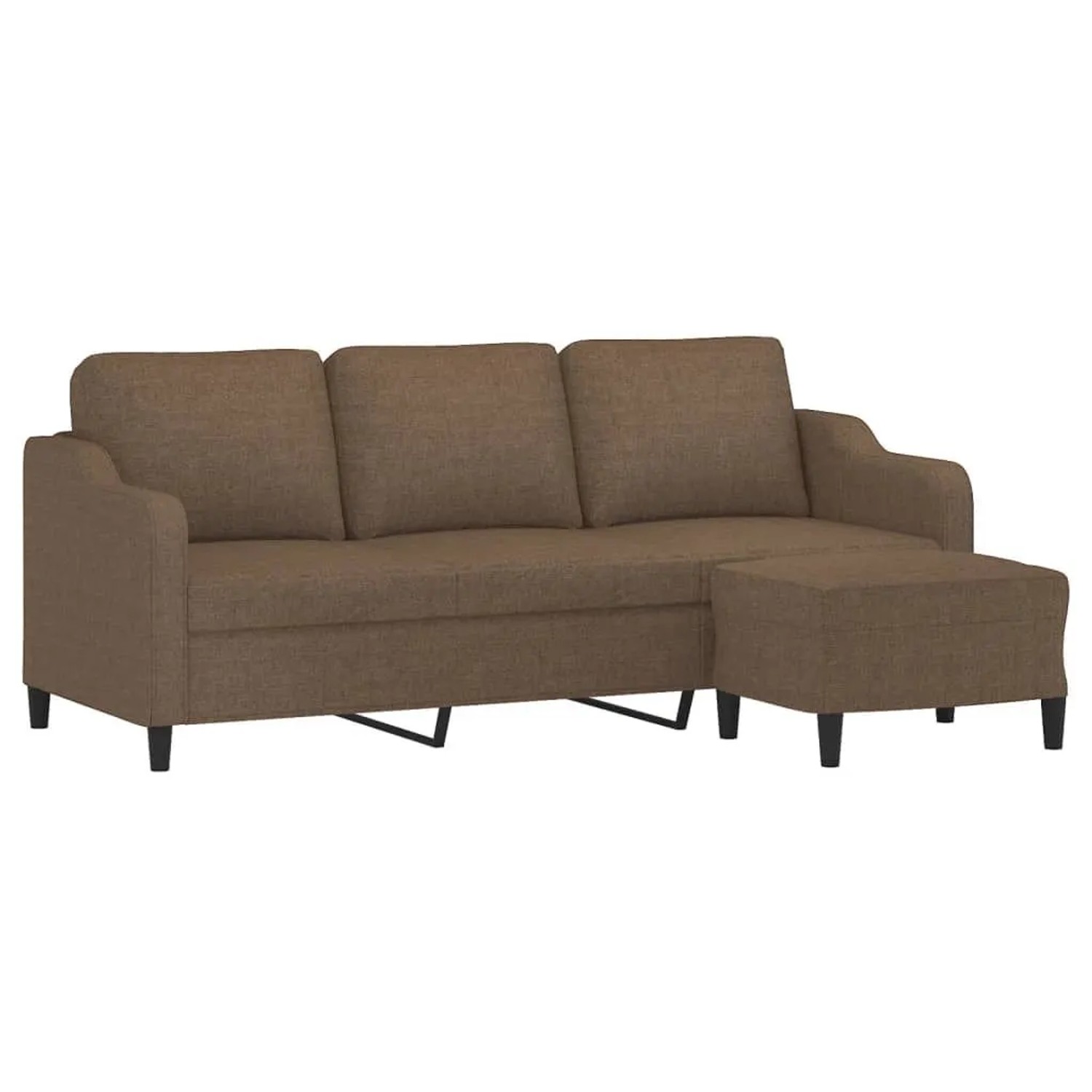vidaXL 3-Sitzer-Sofa mit Hocker Braun 180 cm Stoff 3201138