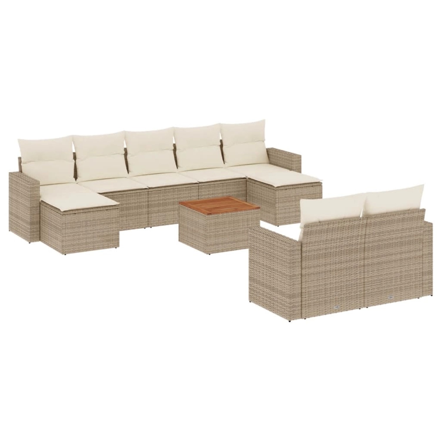 vidaXL 10-Tlg Garten-Sofagarnitur mit Kissen Beige Poly Rattan 3256667 günstig online kaufen