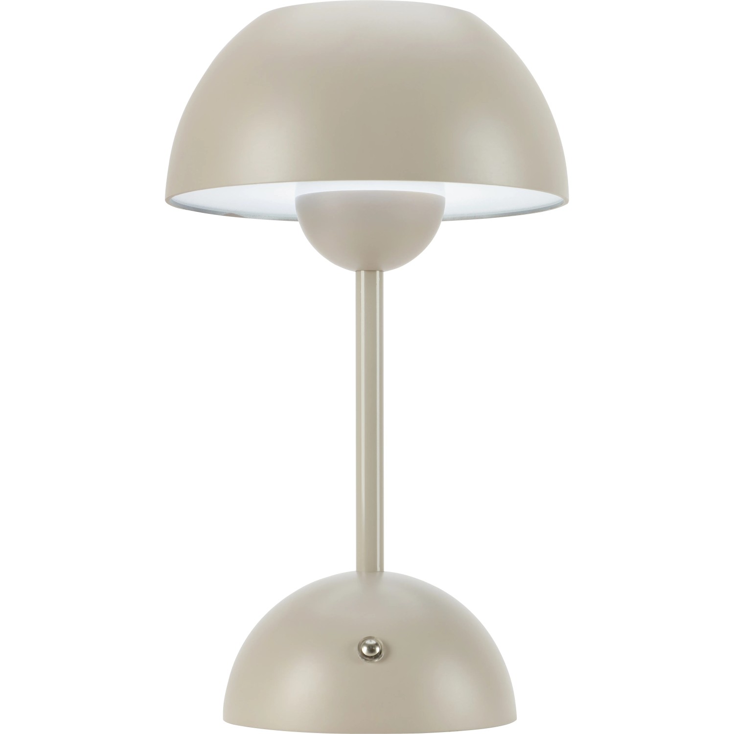 Beige Solar-LED-Tischleuchte Messina, Ø 16x27,5 cm für den Außenbereich.