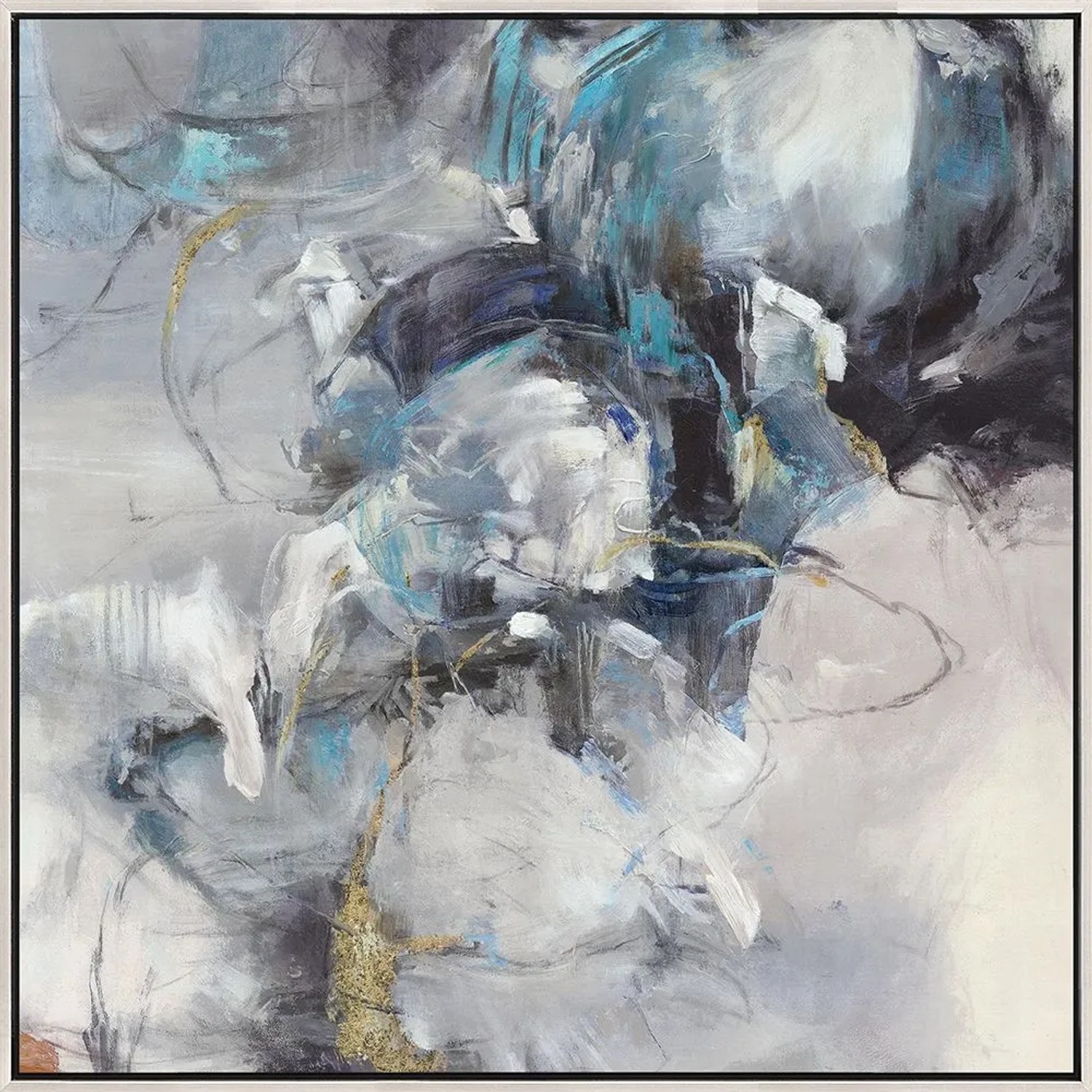 Art Universe Leinwandbild Moderne Farbmelodie in Blaugrau 70 x 70 cm
