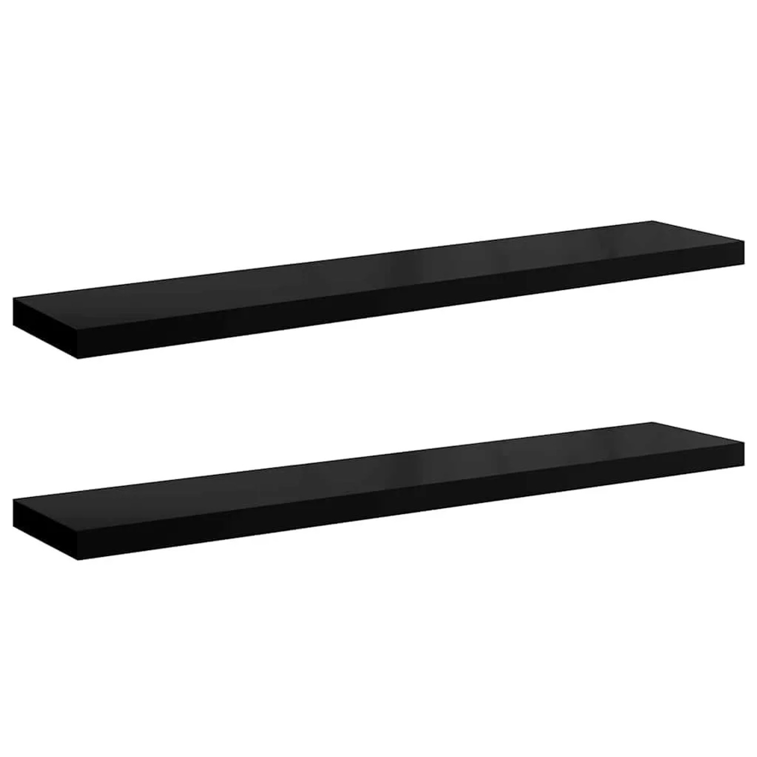 vidaXL Schweberegale 2 Stk Hochglanz-Schwarz 120x23,5x3,8 cm MDF 323779