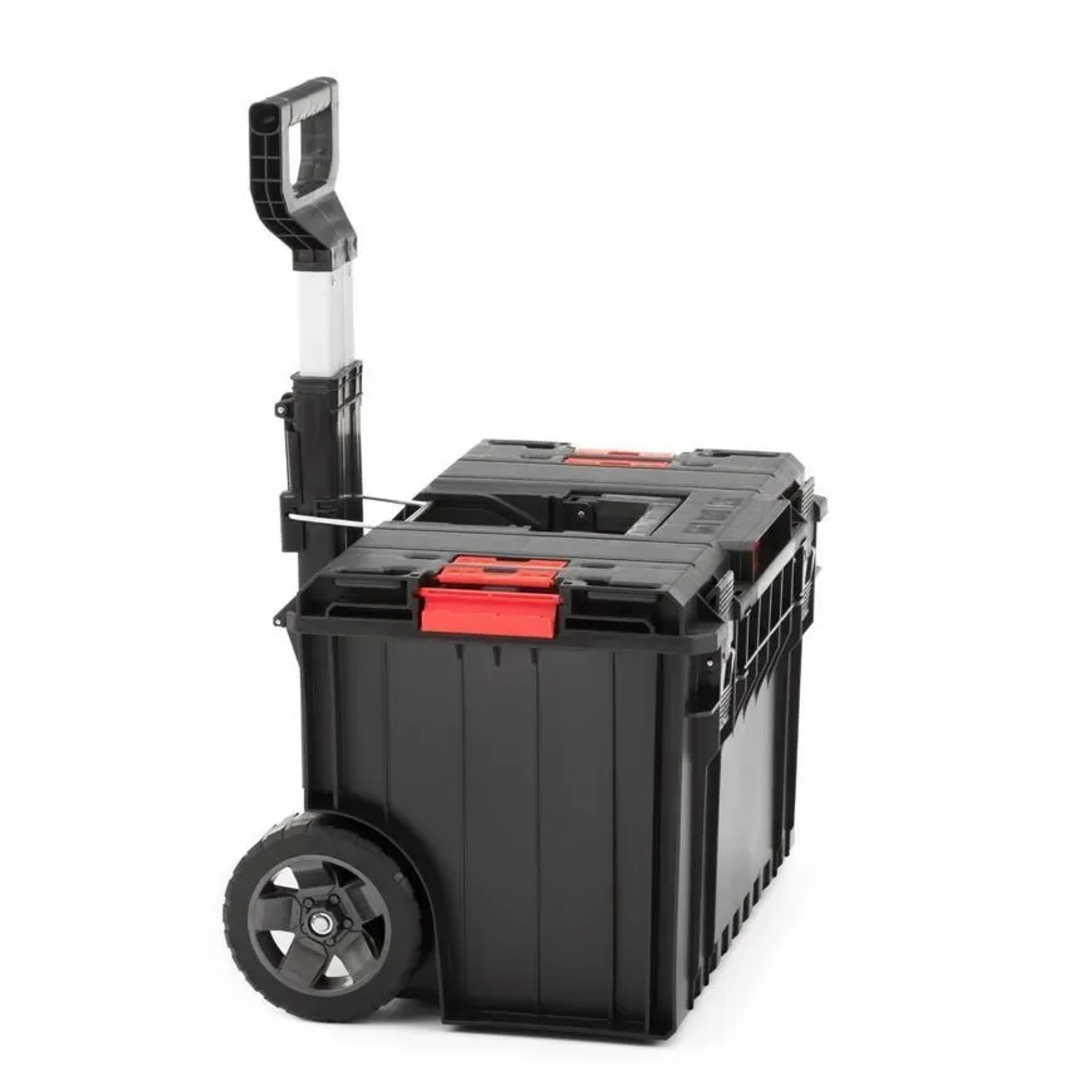 Schwarzer PROREGAL QBRICK Werkzeugtrolley One 50L mit Teleskopgriff und Rädern.