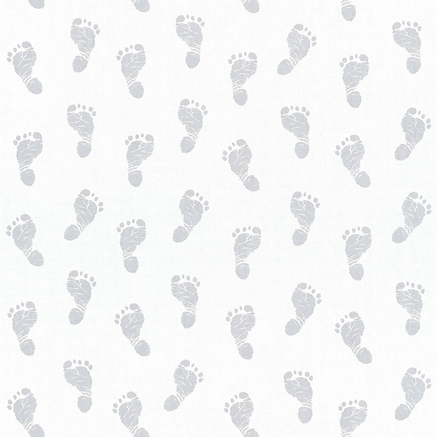 Bricoflor Fußabdrücke Tapete für Babyzimmer Vlies Kindertapete in Weiß und Grau für Jungen und Mädchen Verspielte Babyta