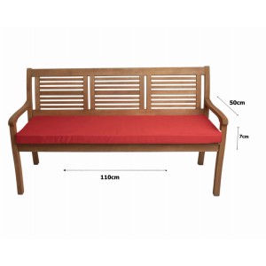 Rotes Gartenbank Kissen (110x50x7cm) für 2-Sitzer Bänke. Bequeme Outdoor Sitzauflage.