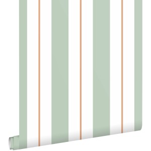 ESTAhome Tapete Streifen Mintgrün und Terrakotta 50 x 900 cm