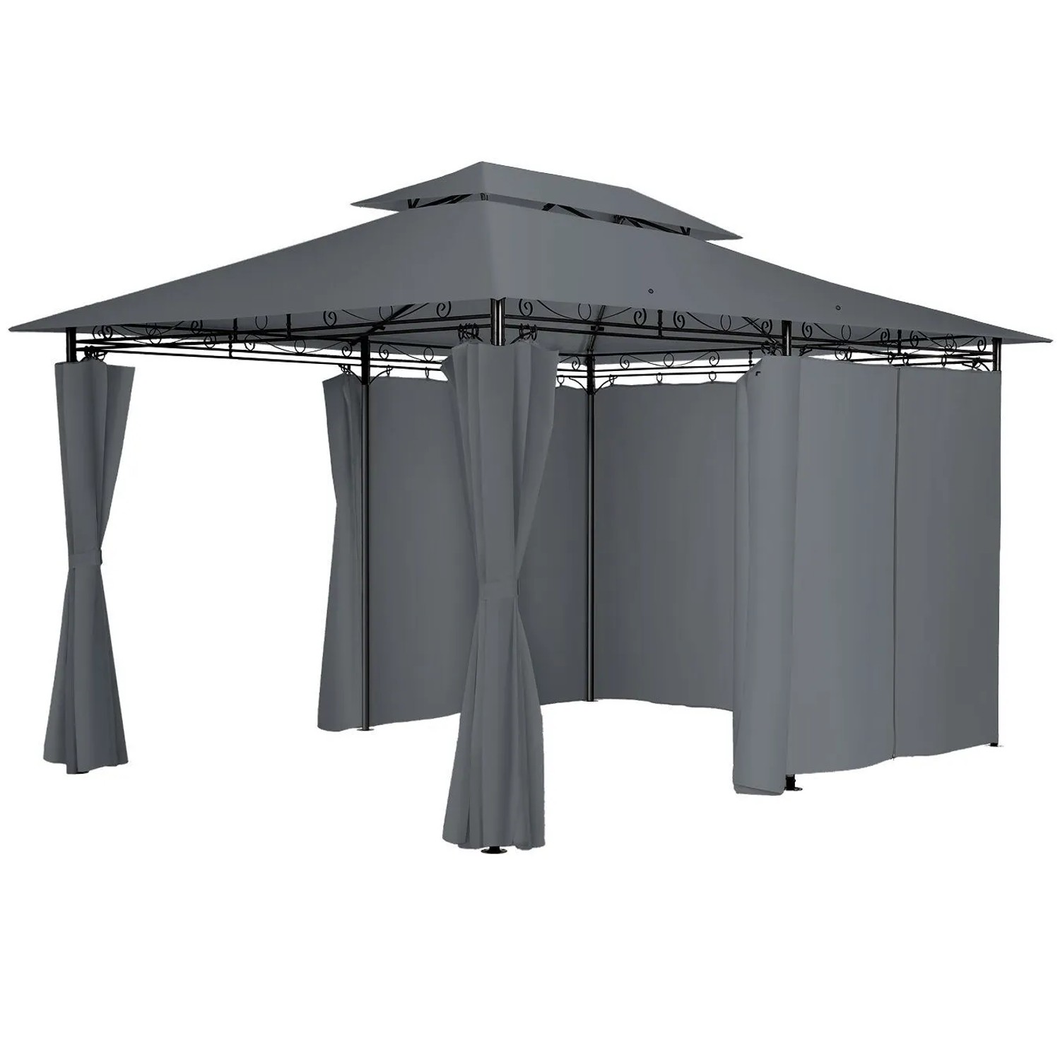 Tectake Gartenpavillon Emine 4 x 3 M Wasserabweisend  400 x 300 x 265 cm Anthrazit