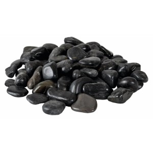 Schwarzer, polierter Zierkies (5-8 cm) von Intergarden, ideal für die Gartengestaltung.