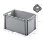 Graue PROREGAL Eurobox mit offenem Griff, 56 Liter, 32x40x60 cm, ideal zur Aufbewahrung und Transport.