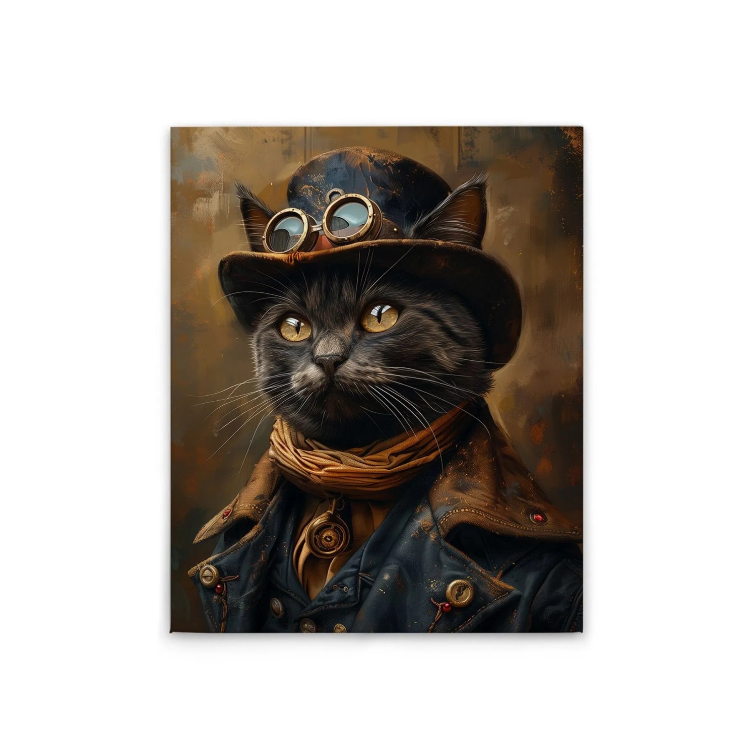 Tadessi Leinwandbild - M1-No.52273 - Steampunk Katze - 40 x 50 cm - Quadratisch