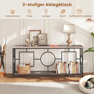 Costway Konsolentisch Flurtisch mit 2 Ebenen Holz Vintage 180 cm