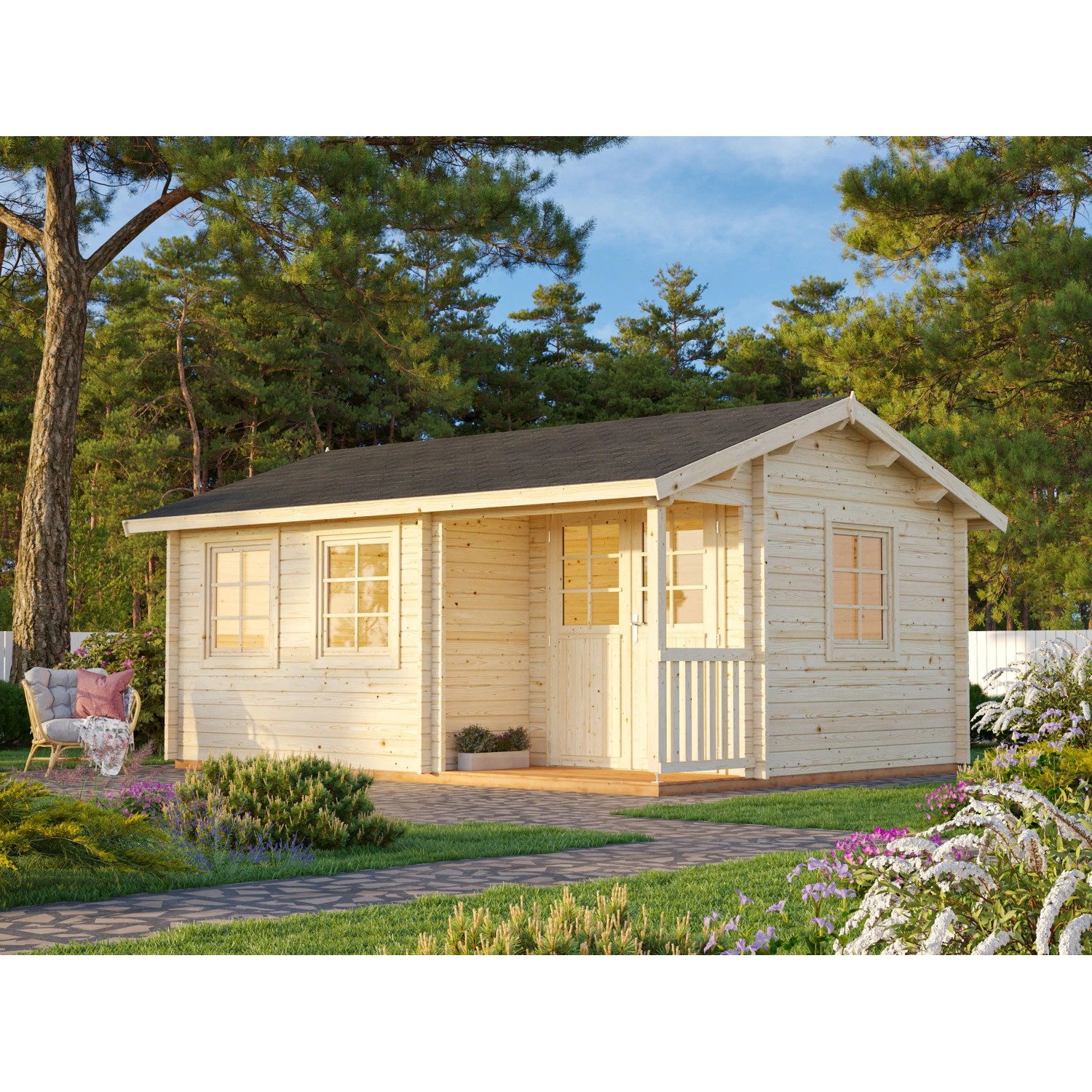 Palmako Susanna Holz-Gartenhaus Hellbraun Satteldach 510 cm x 380 cm günstig online kaufen