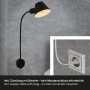 Schwenkbare, schwarze Briloner Bettleuchte mit Schalter, Ø 8 cm x 55 cm. Flexibel und modern.