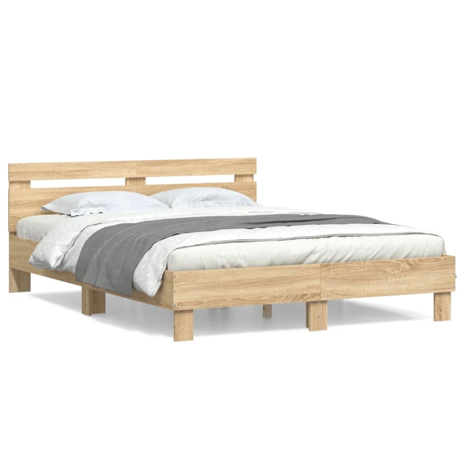 vidaXL Bettgestell mit Kopfteil Sonoma-Eiche 140x200 cm Holzwerkstoff Model günstig online kaufen