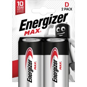 Energizer Max D Mono Alkaline Batterien, 2er-Pack. Ideal für Geräte des täglichen Bedarfs.