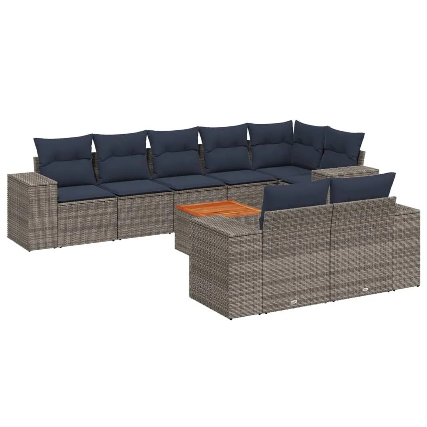 vidaXL 9-Tlg Gartensofa-Set mit Kissen Grau Polyrattan 3225536 günstig online kaufen