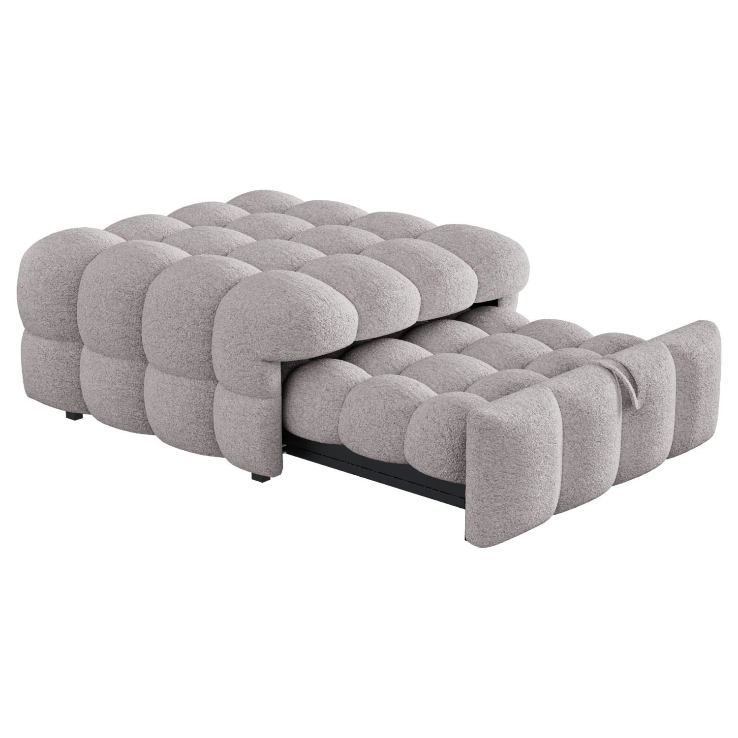 Merax Schlafsofa Boucle Fußhocker 2in1 Grau