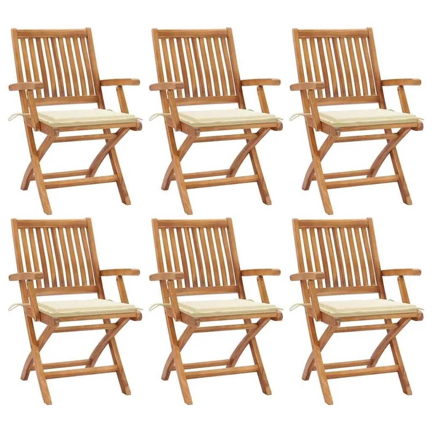 vidaXL Klappbare Gartenstühle mit Kissen 6 Stk Massivholz Teak 3072752