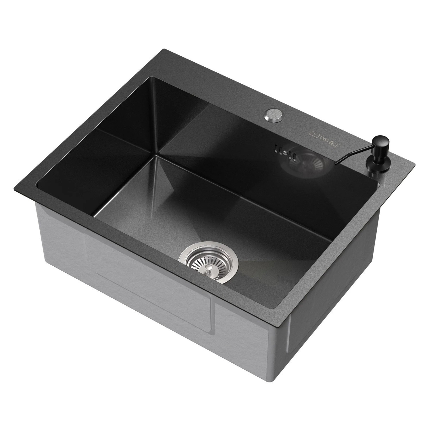 ML-Design Spülbecken Edelstahl Anthrazit 55x45 cm mit Siphon & Spender