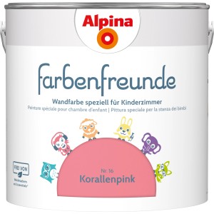 Dose Alpina Farbenfreunde Korallenpink, seidenmatte Kinderzimmer Wandfarbe.