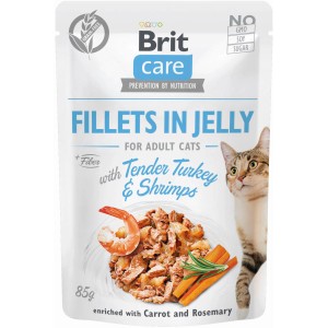 BritCare Katzen-Nassfutter Adult Truthahn & Shrimps, Filets in Gelee, 85g.