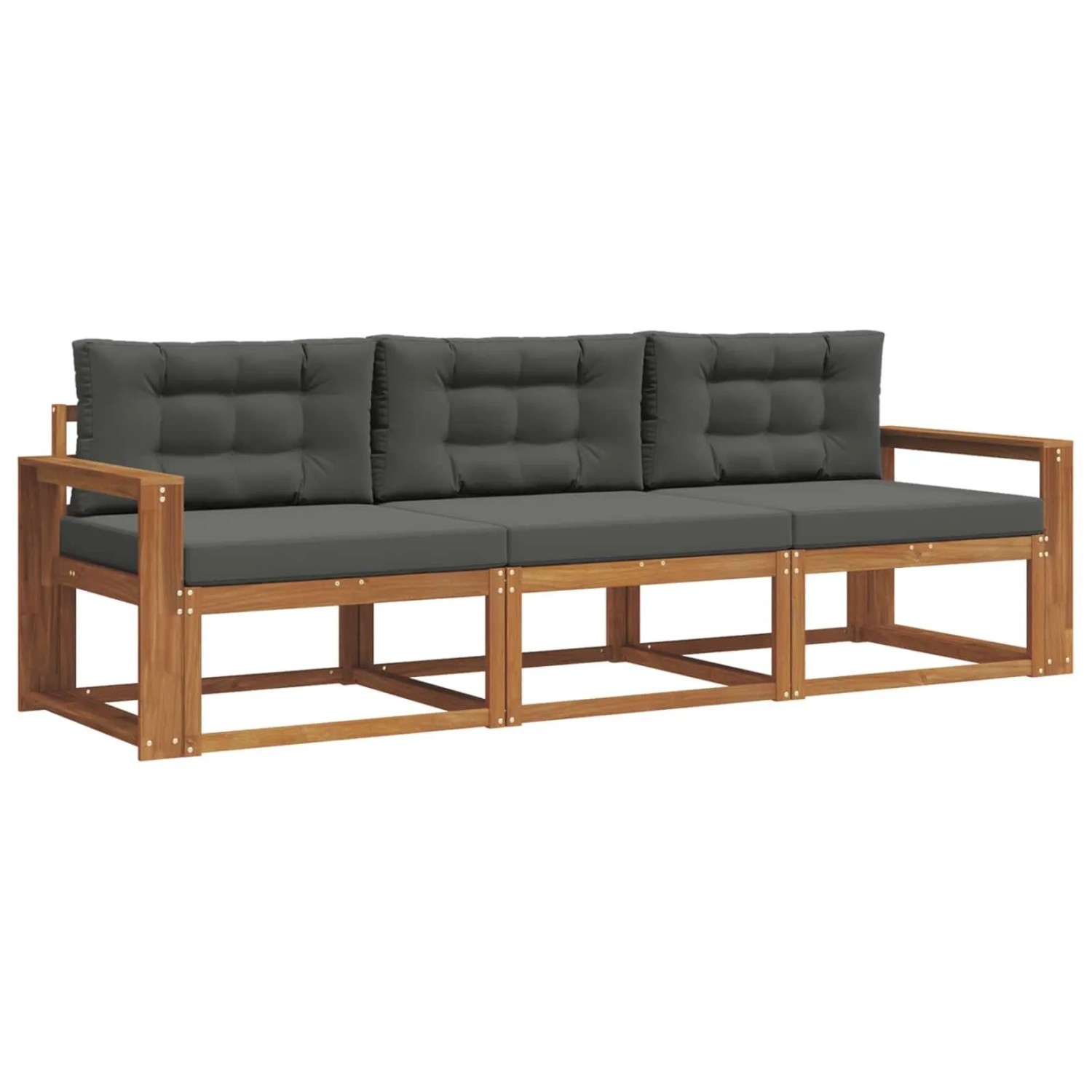 vidaXL Outdoor-Sofagarnitur mit Kissen 3-Tlg Natur und Anthrazit 3367130