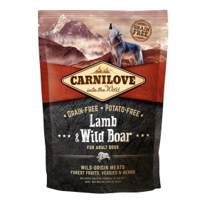 Carnilove Hunde-Trockenfutter Adult Lamm & Wildschwein, 1,5kg Packung. Getreidefreies Hundefutter für ausgewachsene Hunde.