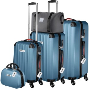 Tectake Hartschalenkoffer Set Cleo 19 Teilig  Hartschalen Aus Robustem Abs Kunststoff Mit Teleskopgriff und Tsa Schloss Mit Zubehör 48 x 30 5 x 75 cm