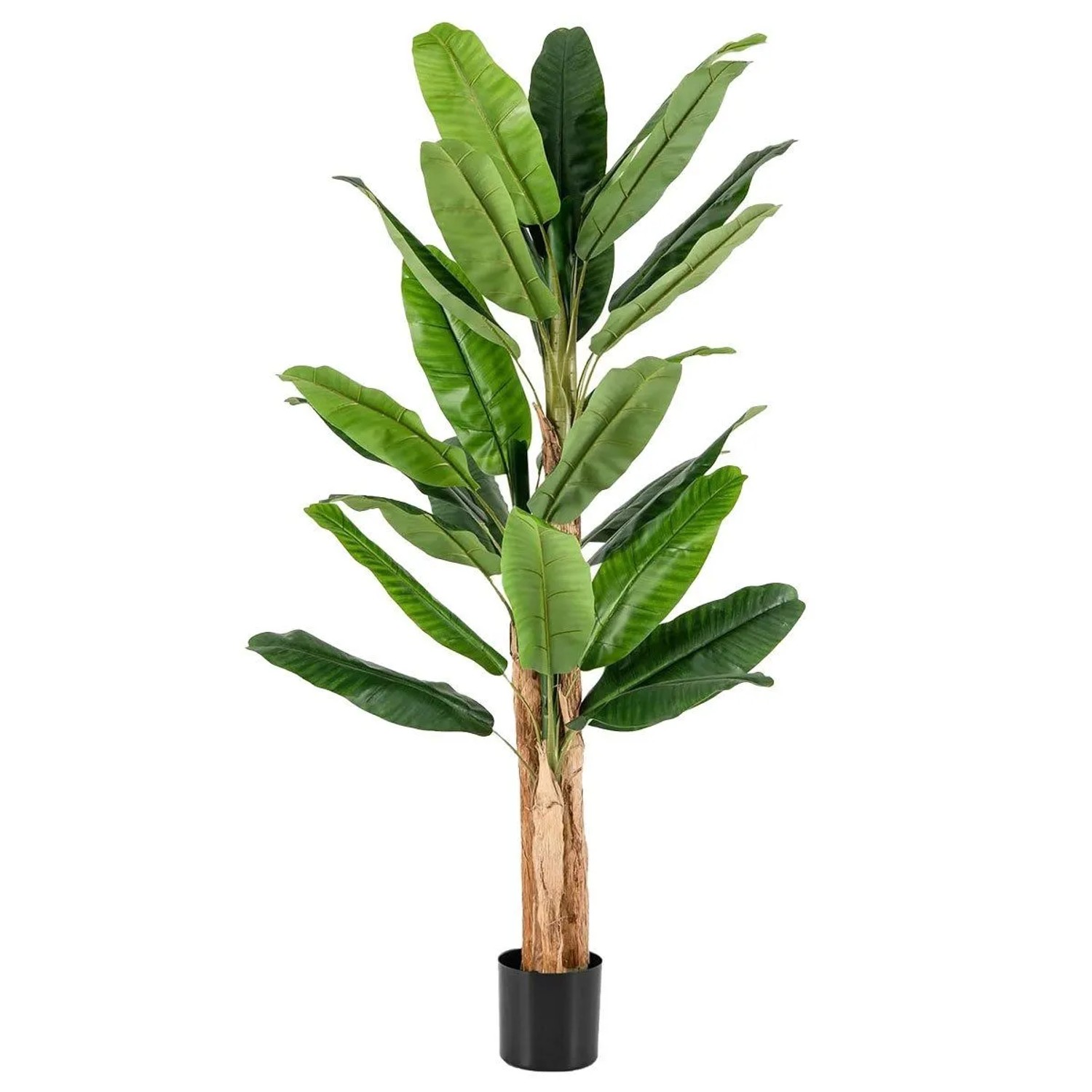 Costway 195 cm Kunstpflanze Tropische Palme mit Stabilem 27 Blättern