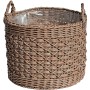 Zylindrischer Pflanzkorb aus Polyrattan in Natur-Braun mit zwei Griffen, Ø 40x40 cm.