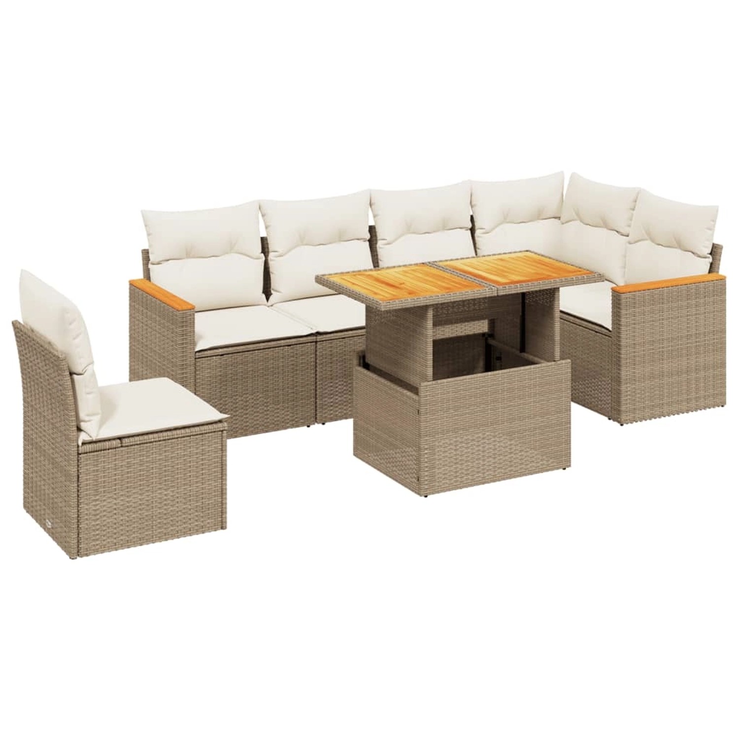 vidaXL 7-tlg Garten-Sofagarnitur mit Kissen Beige Poly Rattan Modell 425 günstig online kaufen