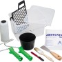LUX Renovier-Set, 10-teilig im Eimer: Farbroller, Pinsel, Spachtel, Abdeckplane und mehr für Renovierungen.