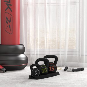 SPORTNOW Kettlebell Set, 3 Gewichte (2.2, 4.5, 6.8 kg) mit Ablage für Fitness und Krafttraining.