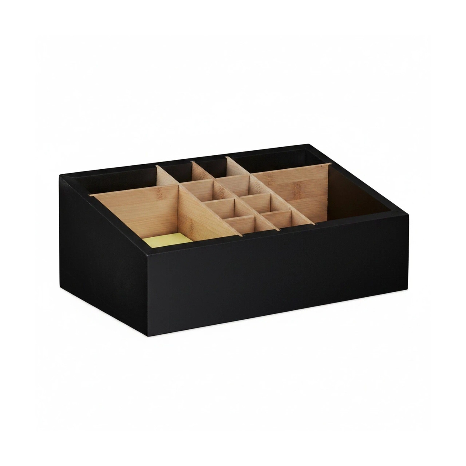 Relaxdays Schreibtisch Organizer Bambus MDF Schwarz Natur Verstellbar 12 Fächer 12 cm x 30 cm x 18 cm 1,1 kg