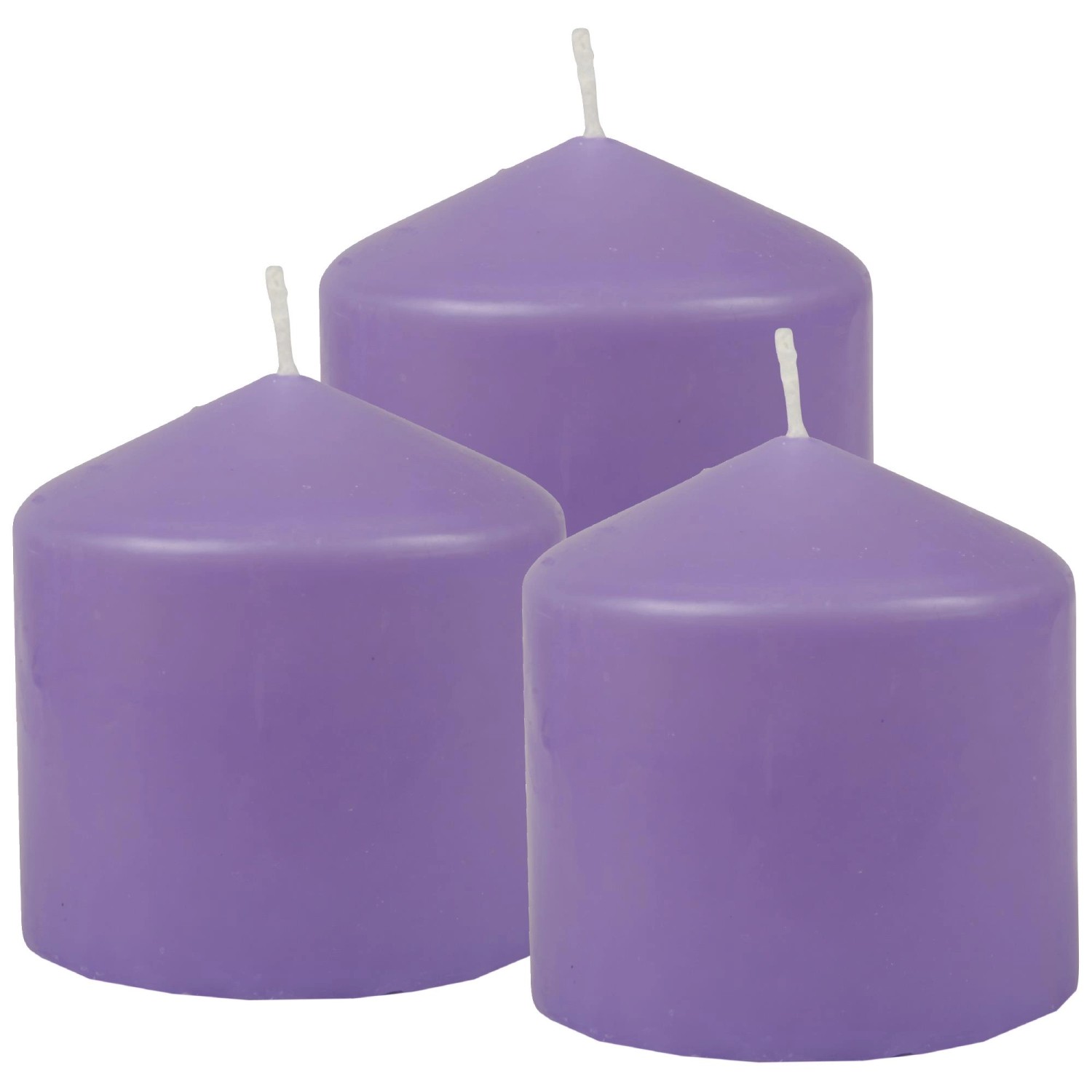 HS Candle Stumpenkerzen Ø8cm 3er Pack Lila Violett