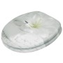 Sanilo WC-Sitz Good Feeling mit Lilien-Motiv, Toilettendeckel aus Holz.