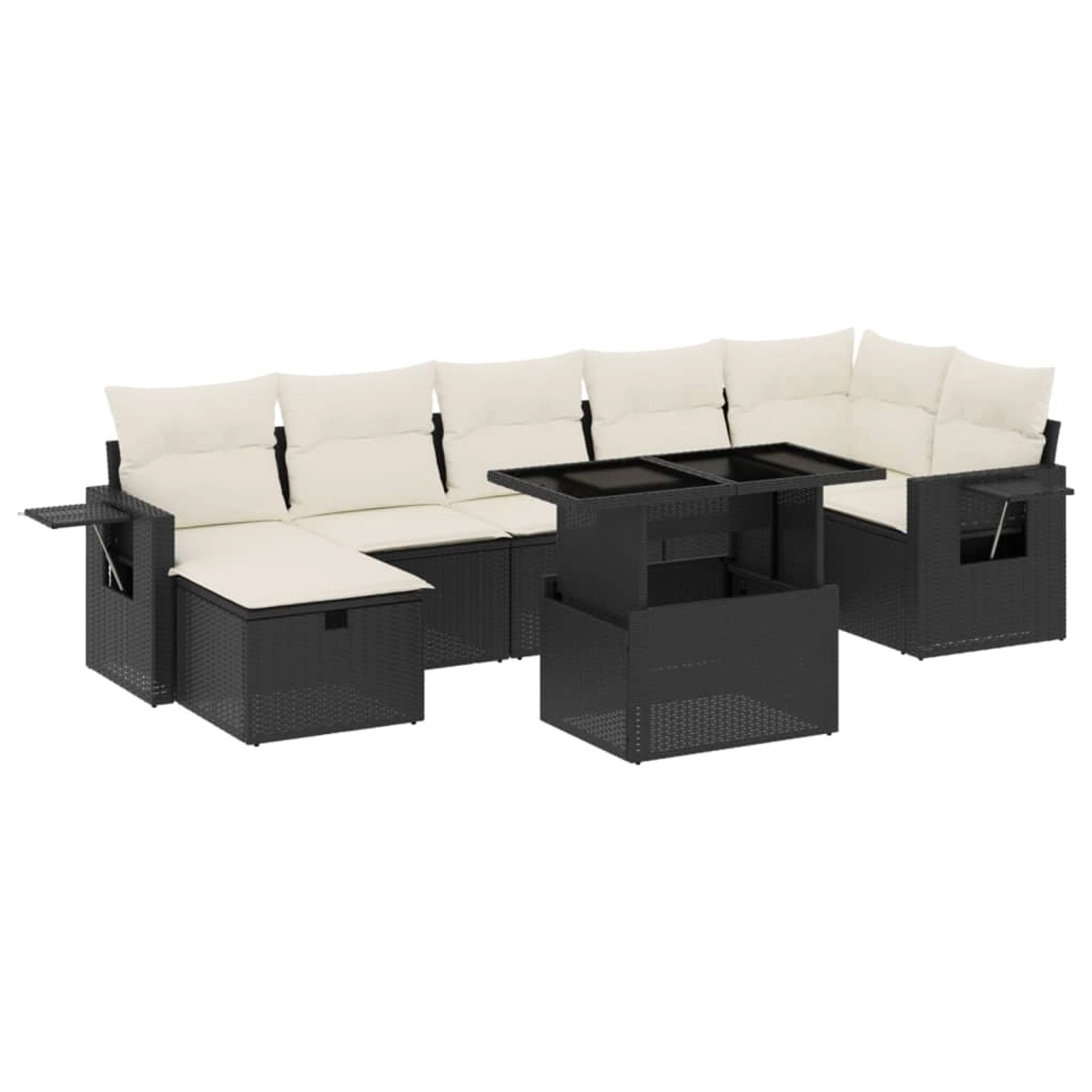vidaXL 8-Tlg Garten-Sofagarnitur mit Kissen Schwarz Poly Rattan 3274986 günstig online kaufen
