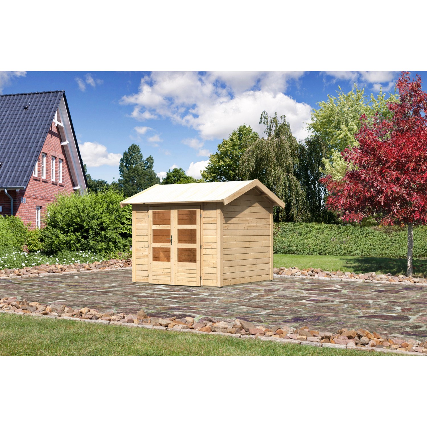 Karibu Holz-Gartenhaus Timra Naturbelassen Satteldach 240 cm x 244 cm günstig online kaufen