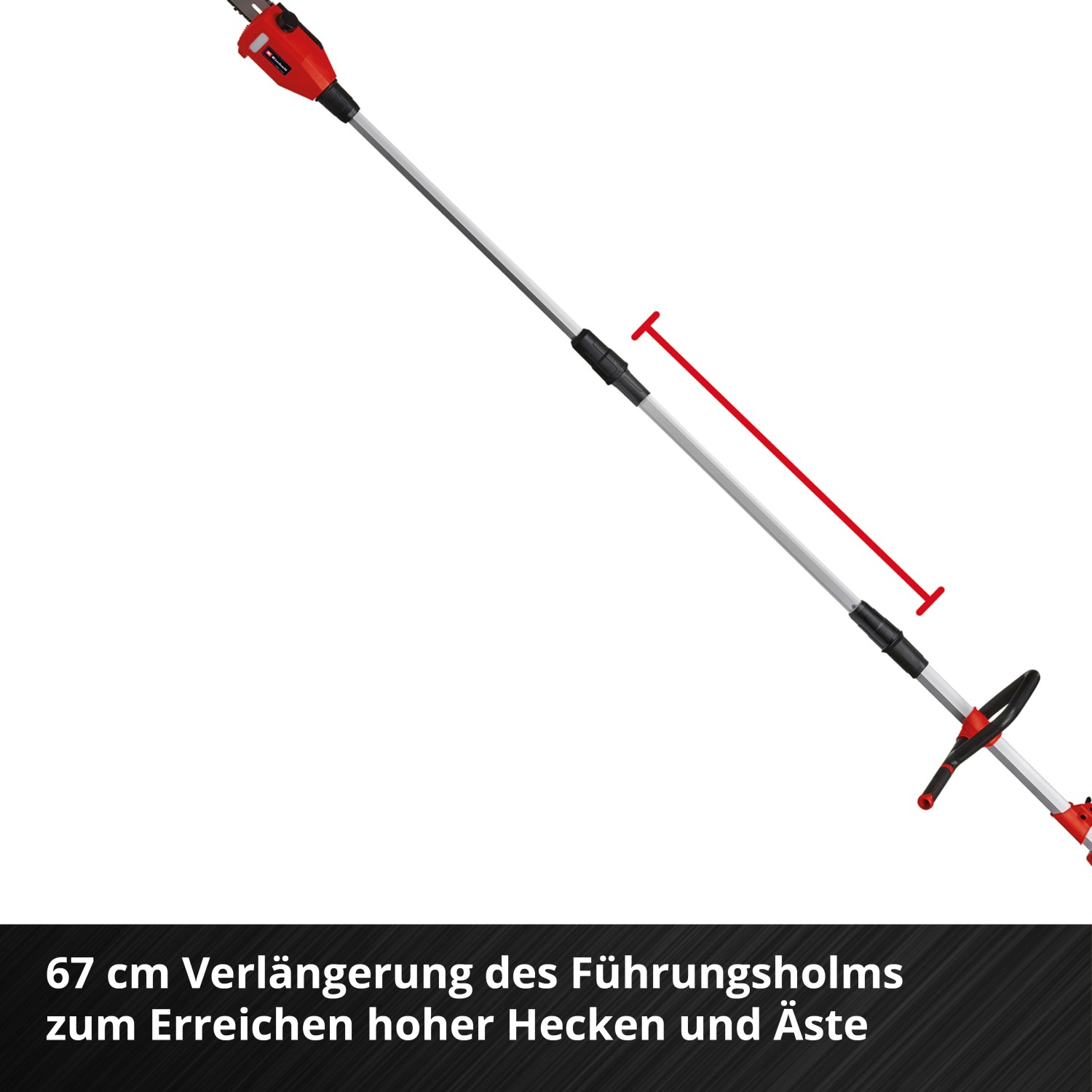 Einhell Akku-Multifunktionswerkzeug GE-LM 36/4in1 mit Verlängerung für Hochentaster und Heckenschere.