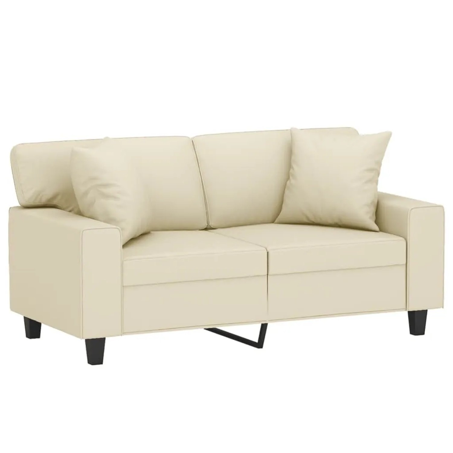vidaXL 2-Sitzer-Sofa mit Zierkissen Creme 120 cm Kunstleder 3200862 günstig online kaufen