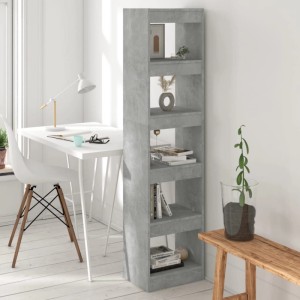 VidaXL Bücherregal/Raumteiler in Betongrau, 166cm hoch. Wandregal mit fünf Fächern.