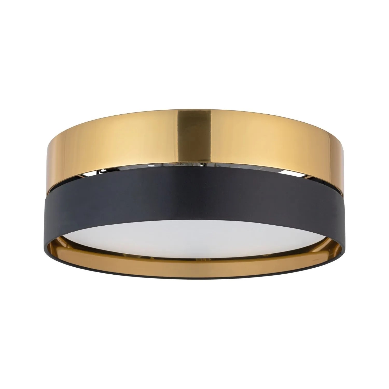 EASYLIGHT Deckenlampe Rund Metall Stoff Ø 45 cm In Schwarz Gold 3x E27