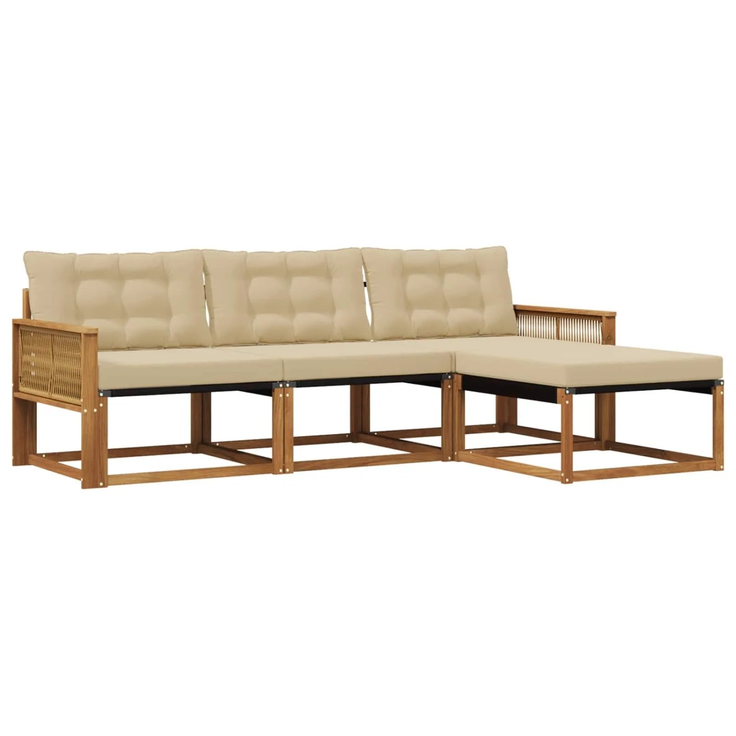 vidaXL Outdoor-Sofagarnitur mit Kissen 4 Stk Natur und Beige 3381349
