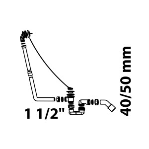 Kirchhoff Wannen-Ab- und Überlaufgarnitur, 47,8 mm (1 1/2) x 40/50 mm, weiße Ausführung.