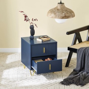 SoBuy Nachttisch mit 2 Schubladen Beistelltisch Nachtschrank Blau 40x47x40cm FBT115-B