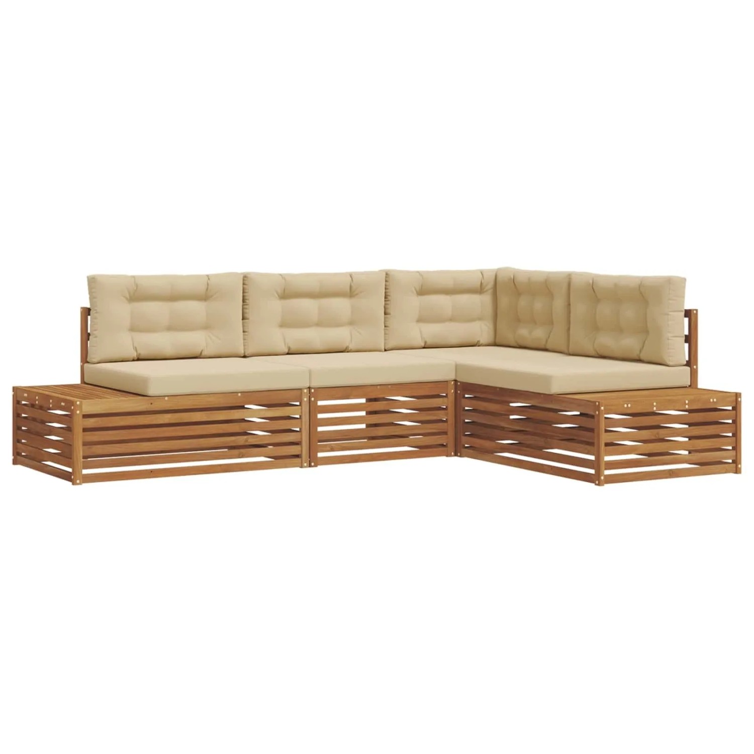 vidaXL Outdoor-Sofagarnitur mit Kissen 13-Tlg Natur und Beige 3374093