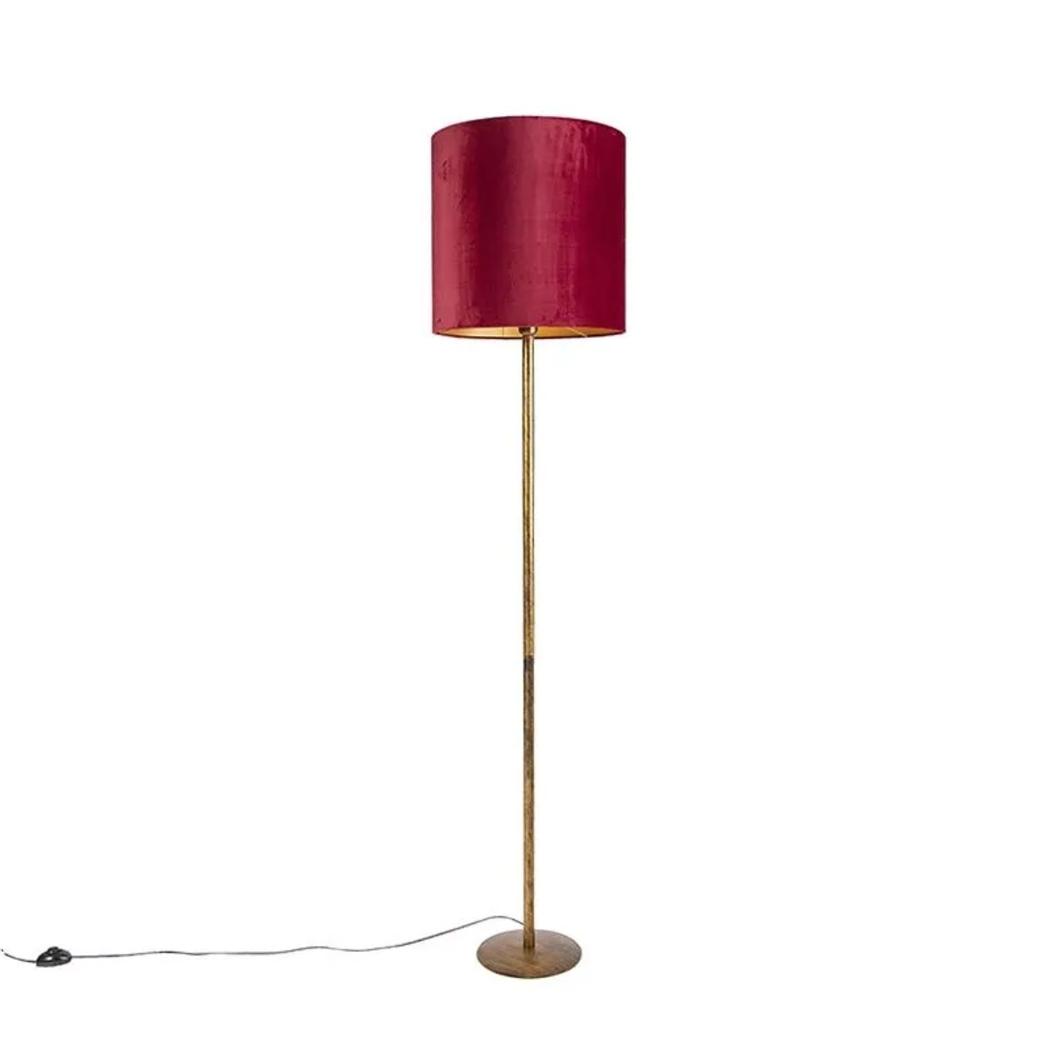 QAZQA Vintage Stehleuchte Gold mit Rotem Schirm 40 cm Simplo