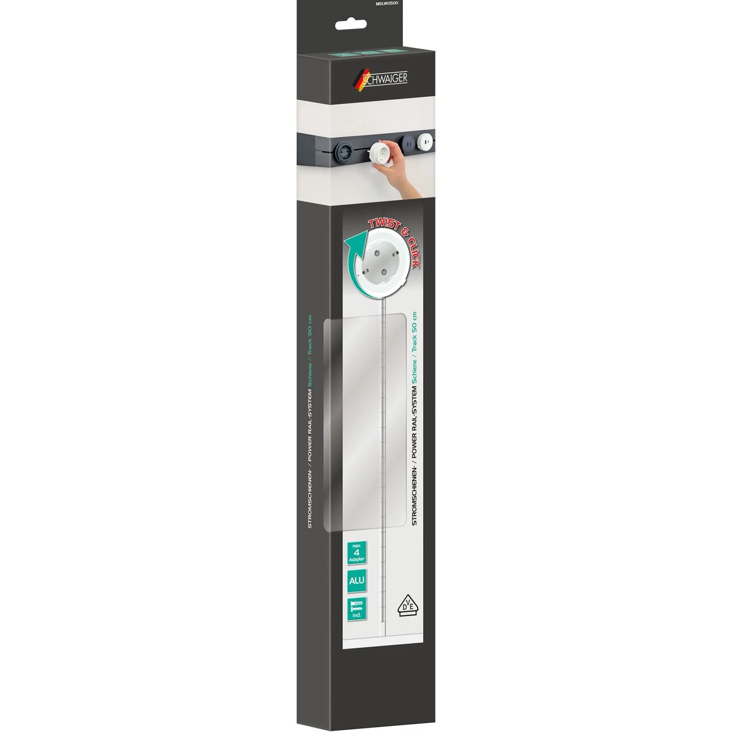 Schwaiger Stromschiene MSLW0500 Weiß 50 cm günstig online kaufen