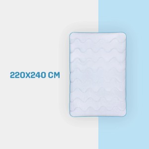 Bestlivings 4-Jahreszeitenbettdecke 220x240 cm mit blauer Biese, gesteppt.