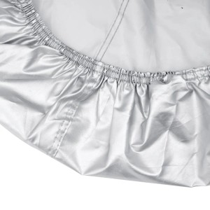 Grau-silberne Autoabdeckung für Limousinen mit Gummizug und Nähten.