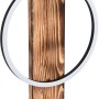 Rustikale LED-Tischleuchte Boyal in Schwarz und Braun mit Holz- und Metalldesign.